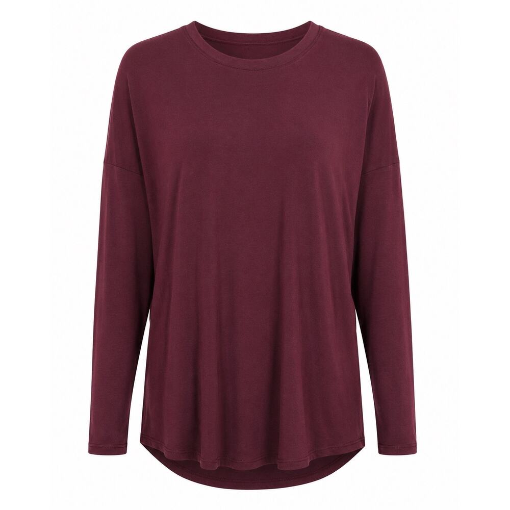 Athleta Burgundy Long Sleeve Tunic Top Relaxed Fit  XL Athleisure Travel Casual